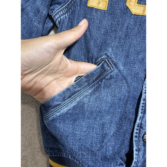 VTG Polo Ralph Lauren Denim Bomber Letterman Spell Out Varsity Jacket M (10-12) - Picture 5 of 9